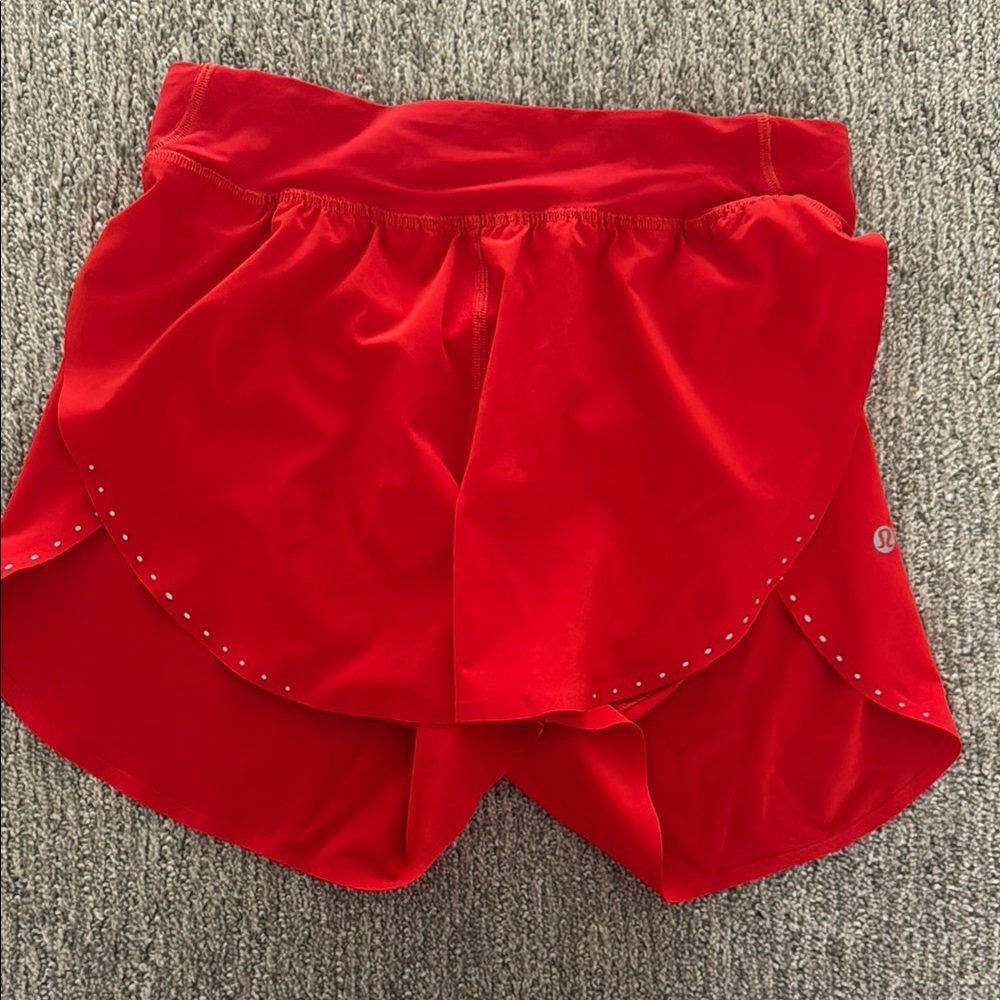 lululemon athletica Red Athletic Shorts with Playful Ruffles